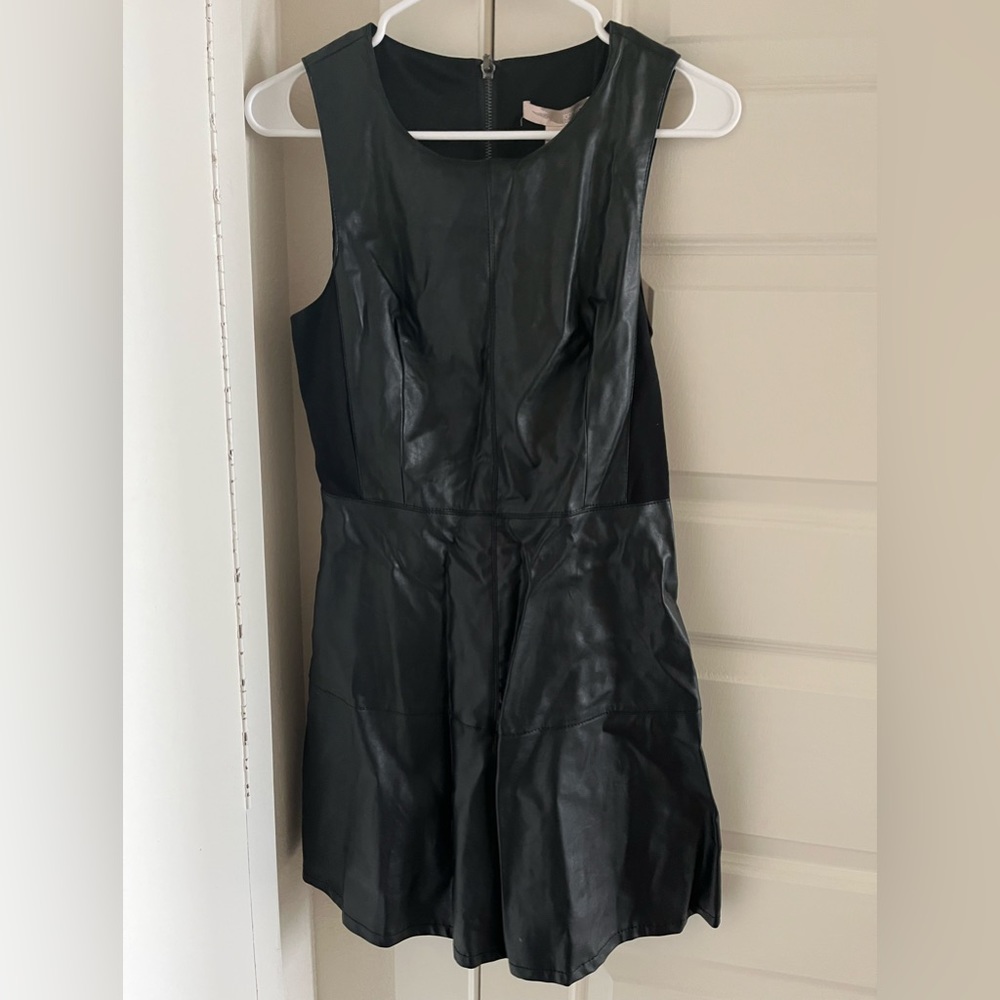 NWT black leather dress
